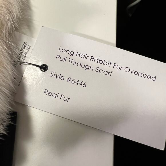 NWT SURELL Long Hair Rabbit Fur Pull Through Scarf Style#6466 Black Blush - Picture 10 of 11